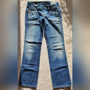 Diesel Recfly Women's Embellished Straight Leg Jeans in Faded Blue US-W 27 L 30